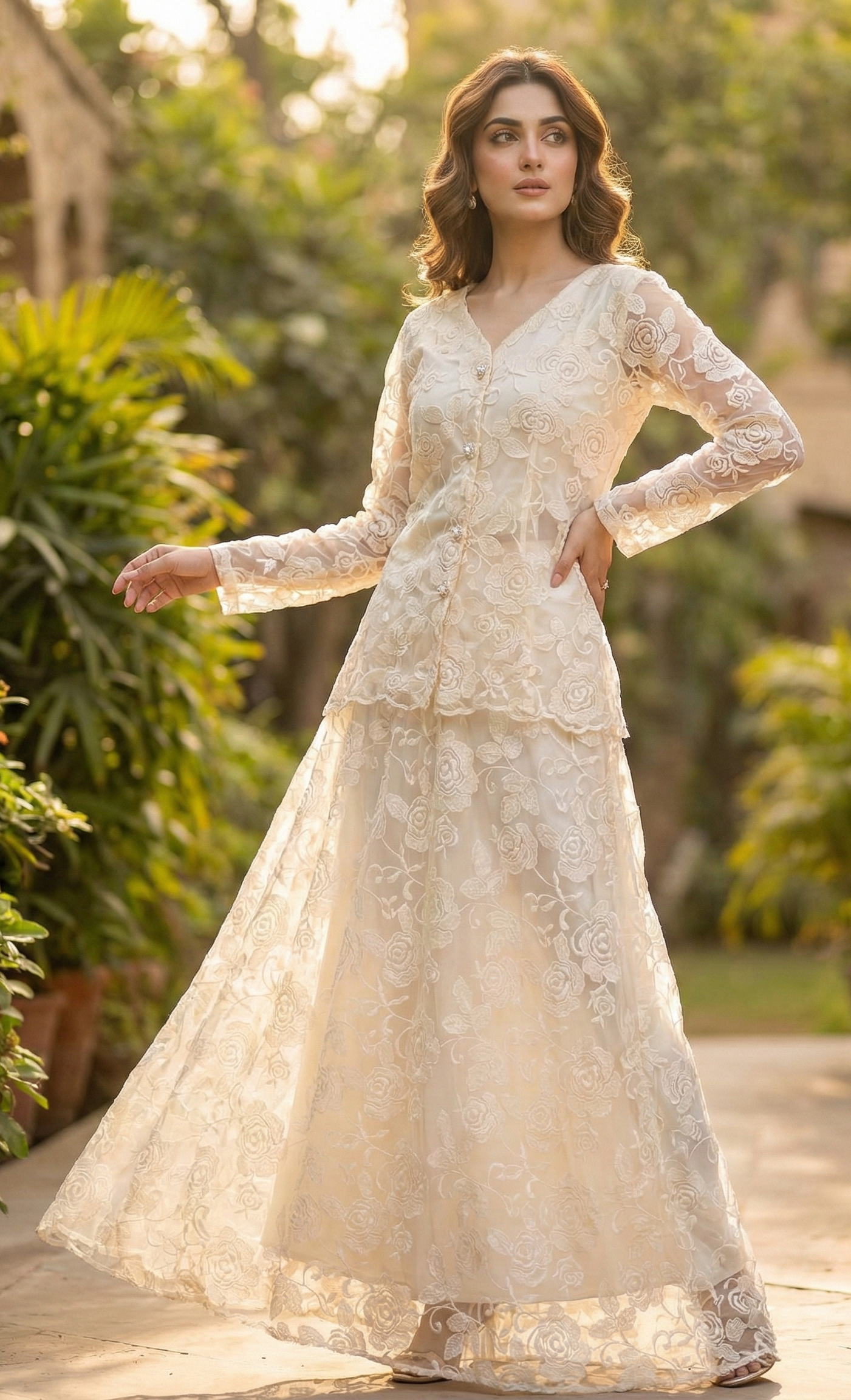 Rose Net Frock Skirt Set