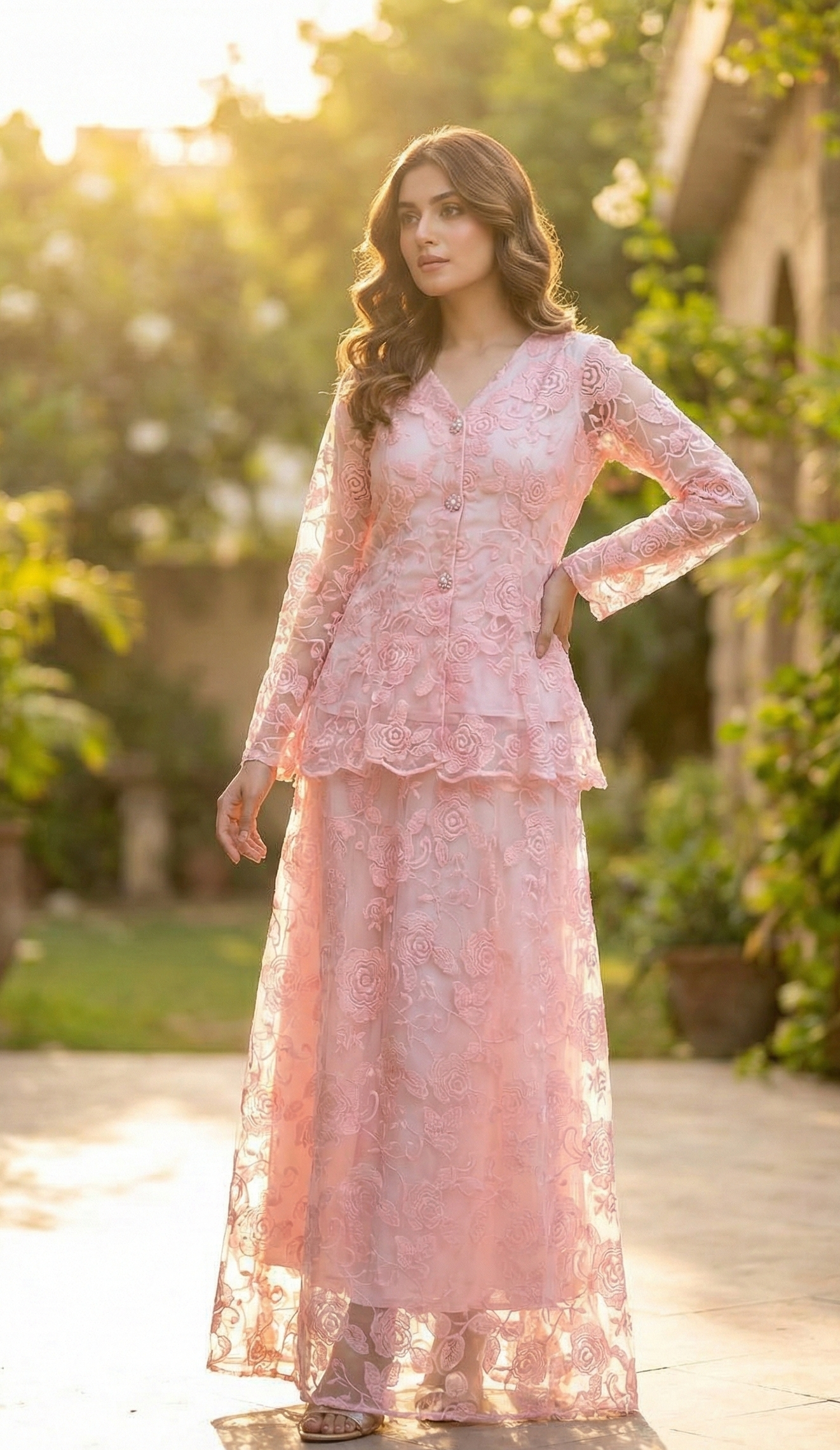 Rose Net Frock Skirt Set