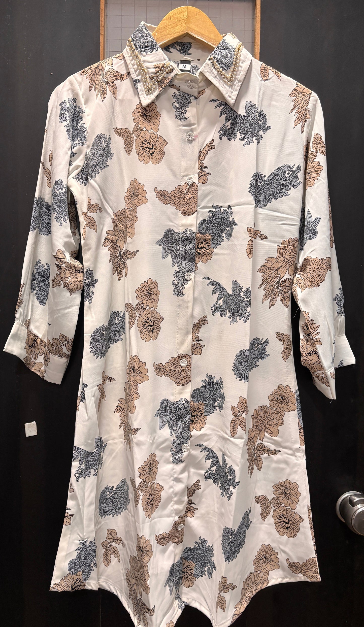 Crape Imported Fabric Co Ord set- white