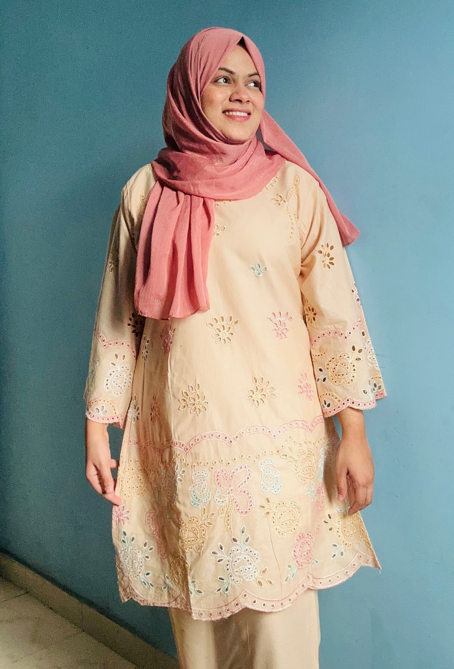 Cream Embroidery Pakistani Cord Set