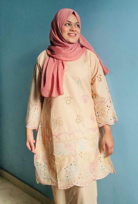 Cream Embroidery Pakistani Cord Set