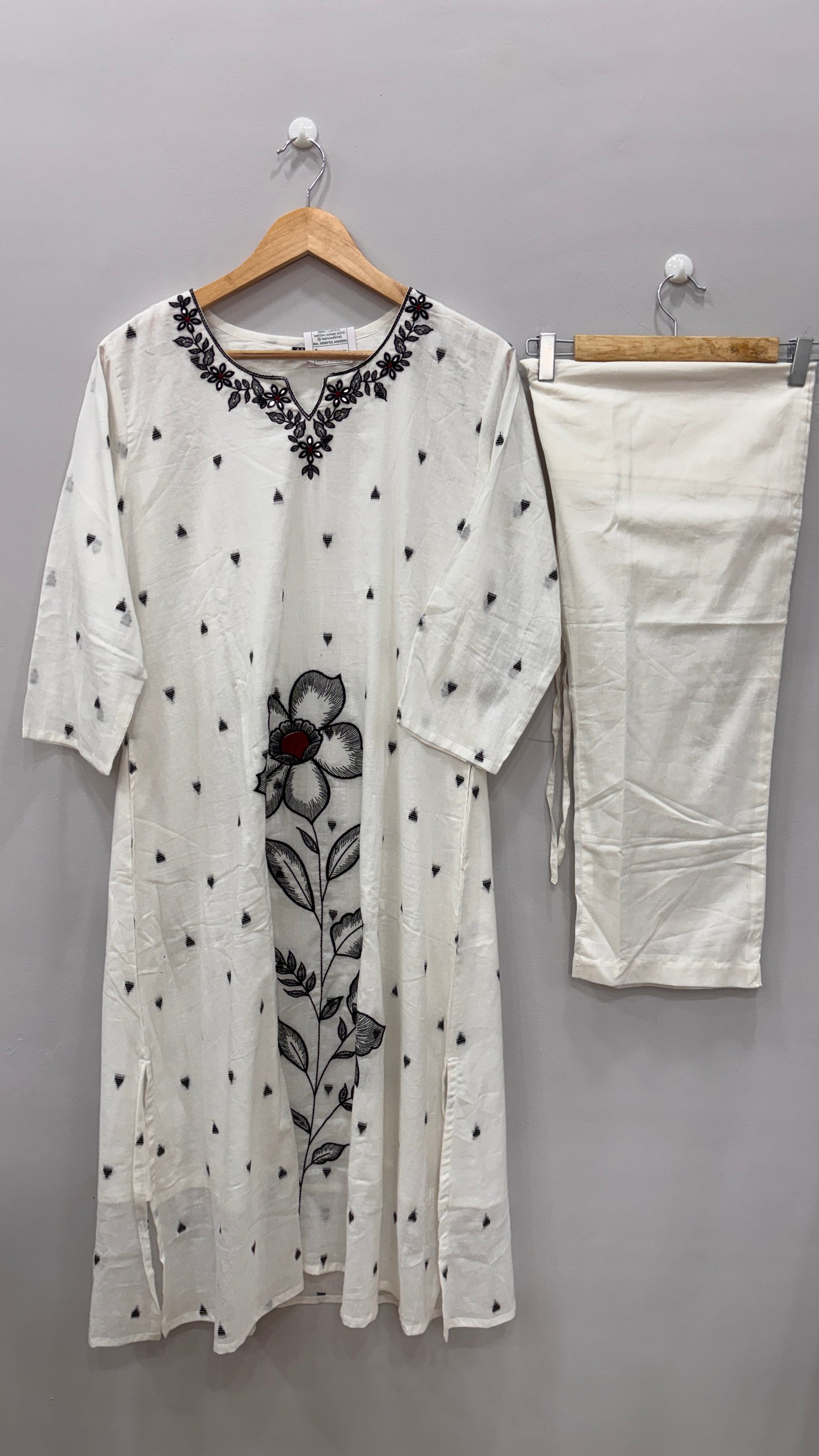 Elegant Ivory Floral Suit Set