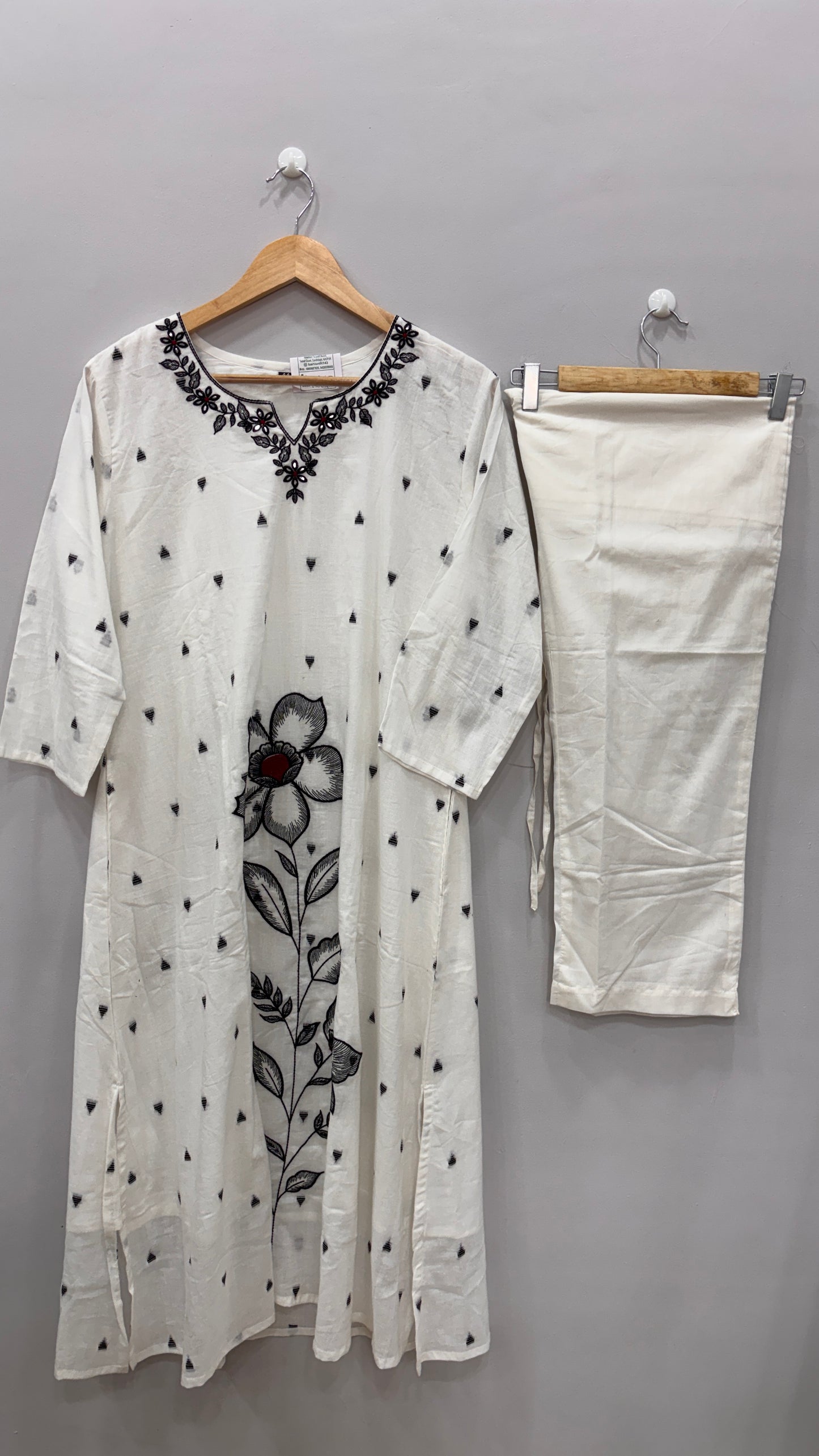 Elegant Ivory Floral Suit Set