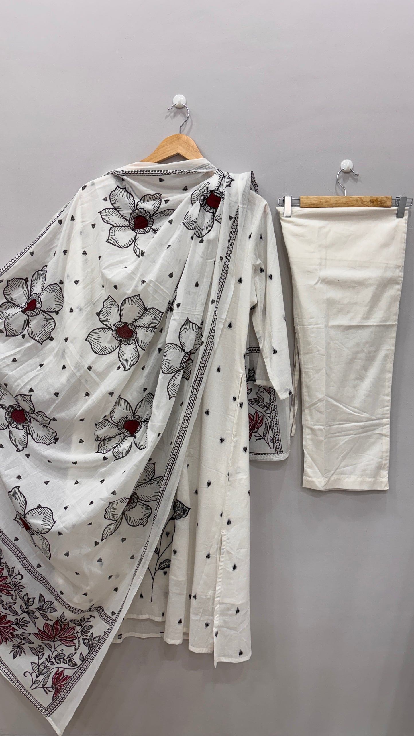 Elegant Ivory Floral Suit Set