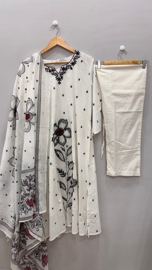 Elegant Ivory Floral Suit Set