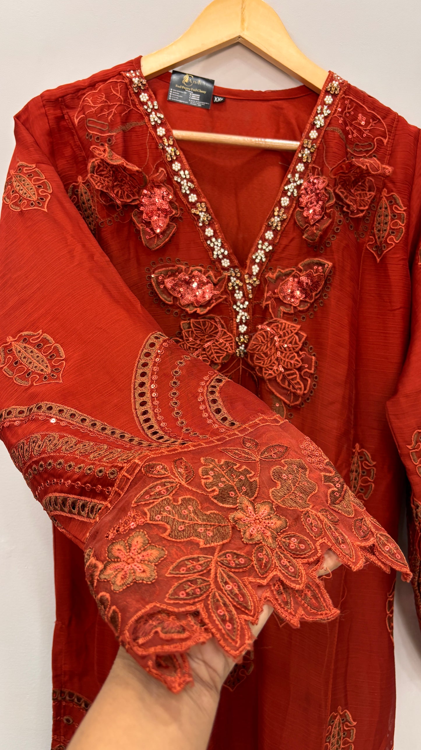 Zarmina Red Embroidered Suit Set