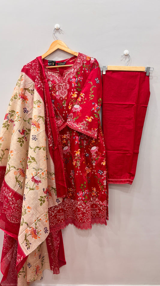 Lawn Suit Set – Ruby Blossom