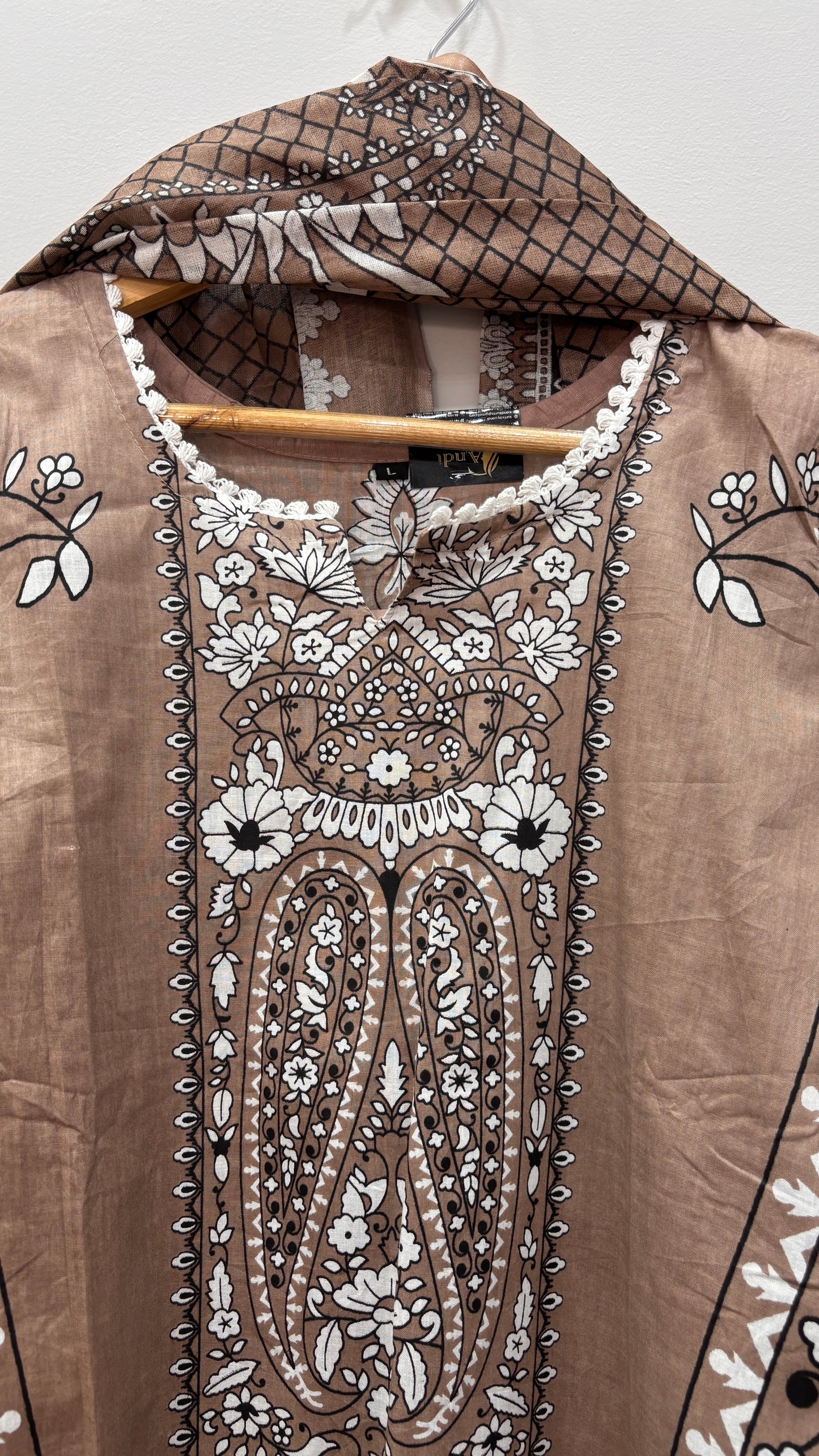 Taupe Pakistani Cotton lawn Suit Set