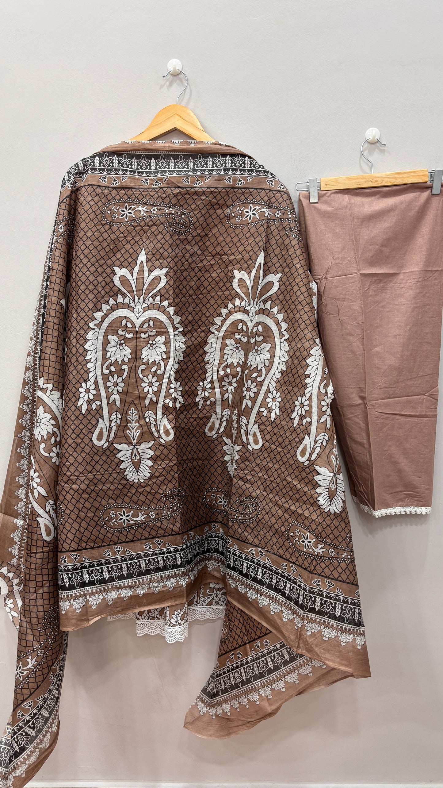 Taupe Pakistani Cotton lawn Suit Set