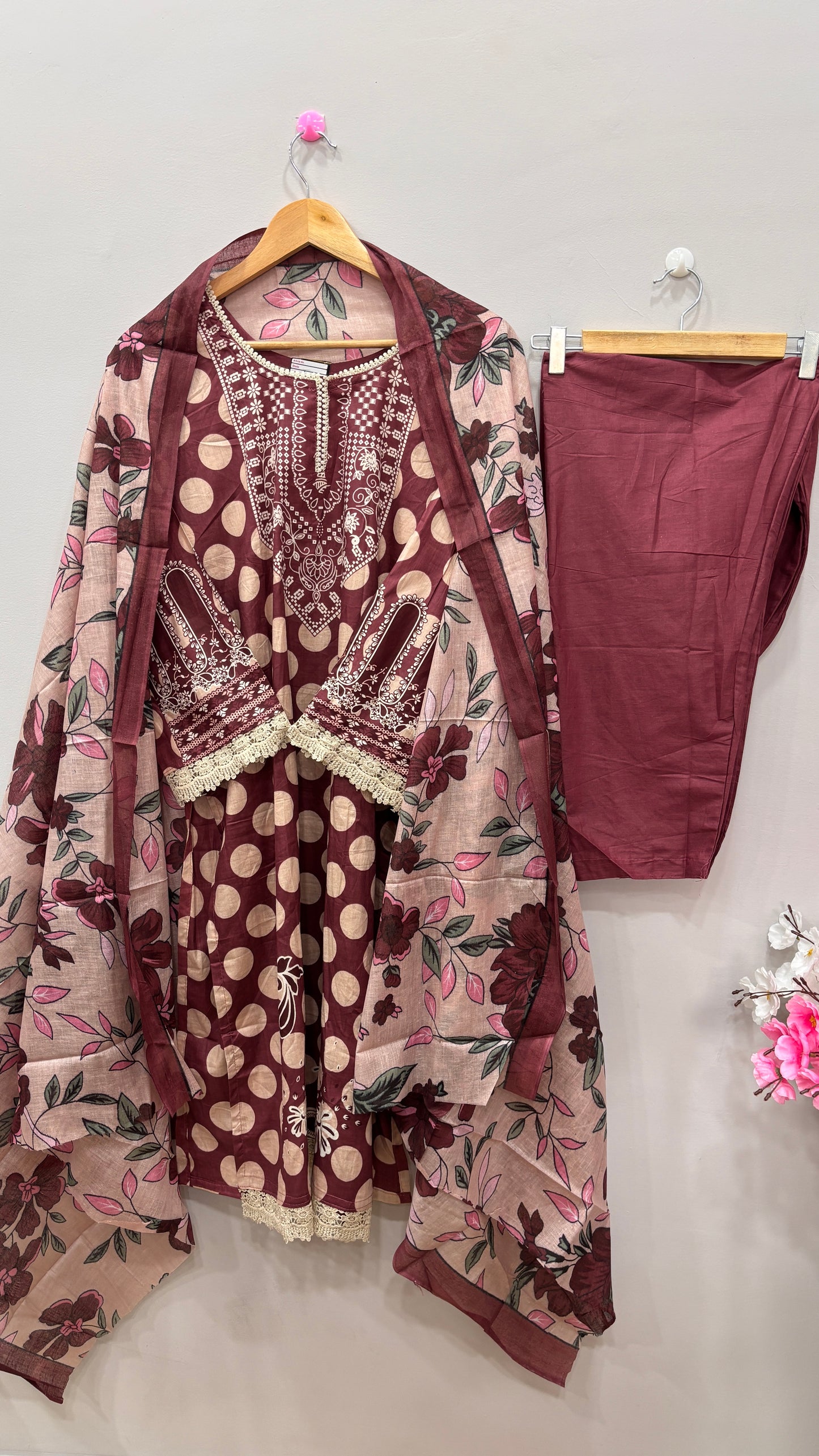 Maroon  Printed Lawn Suit Set