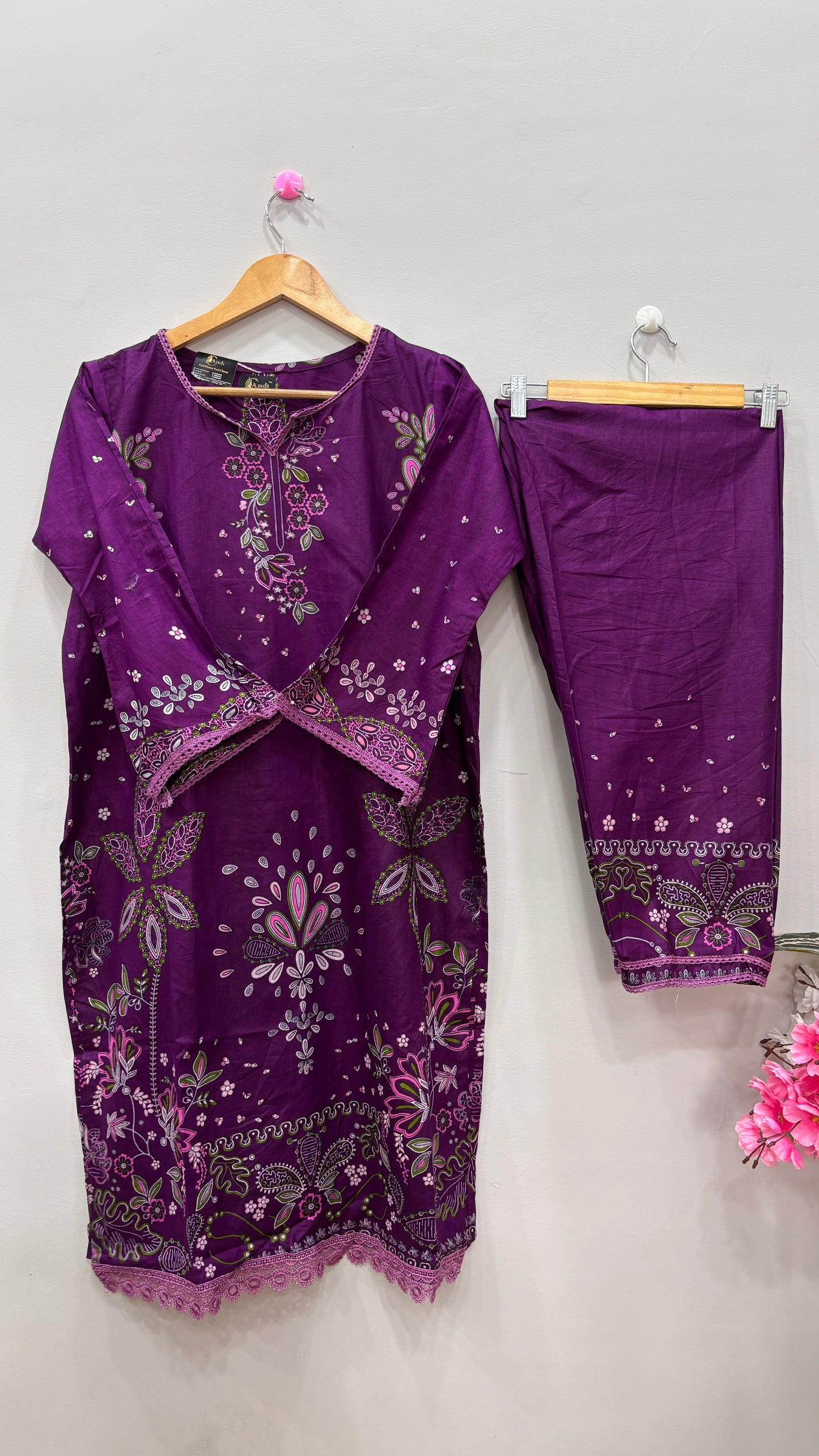 Purple Printed Lawn Suit Set