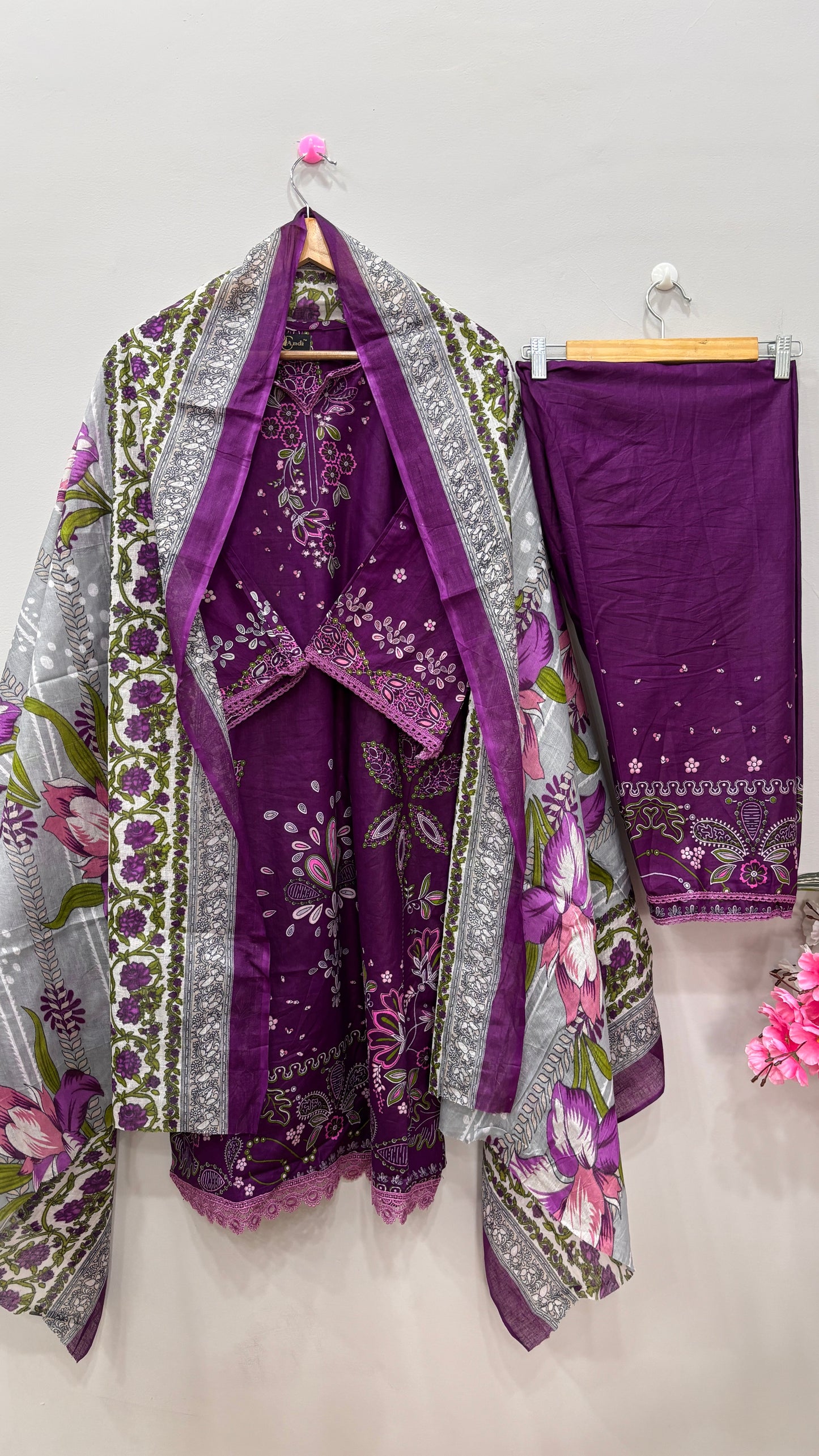Purple Printed Lawn Suit Set