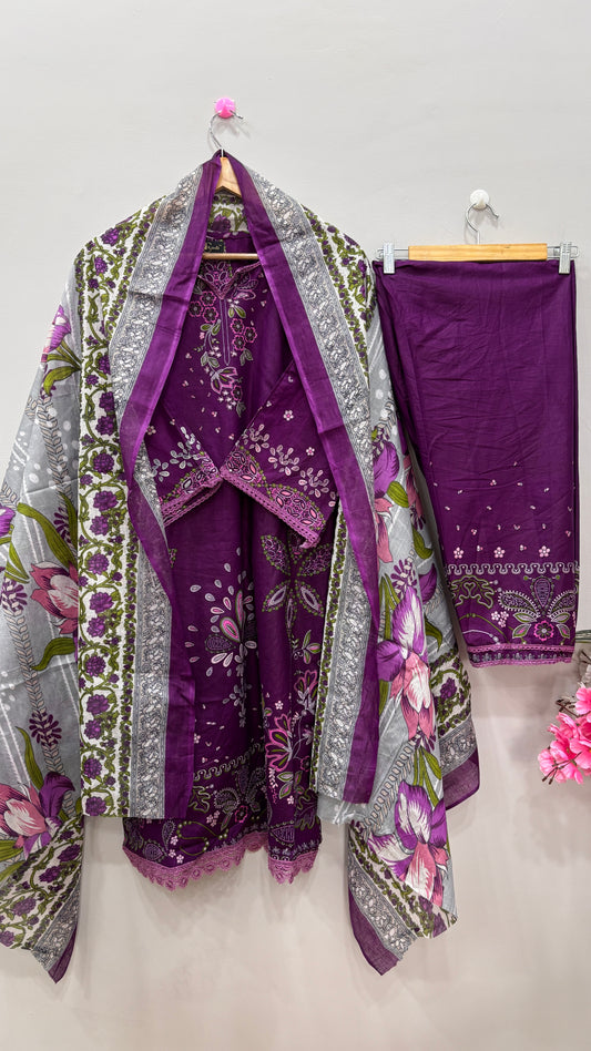 Purple Printed Lawn Suit Set