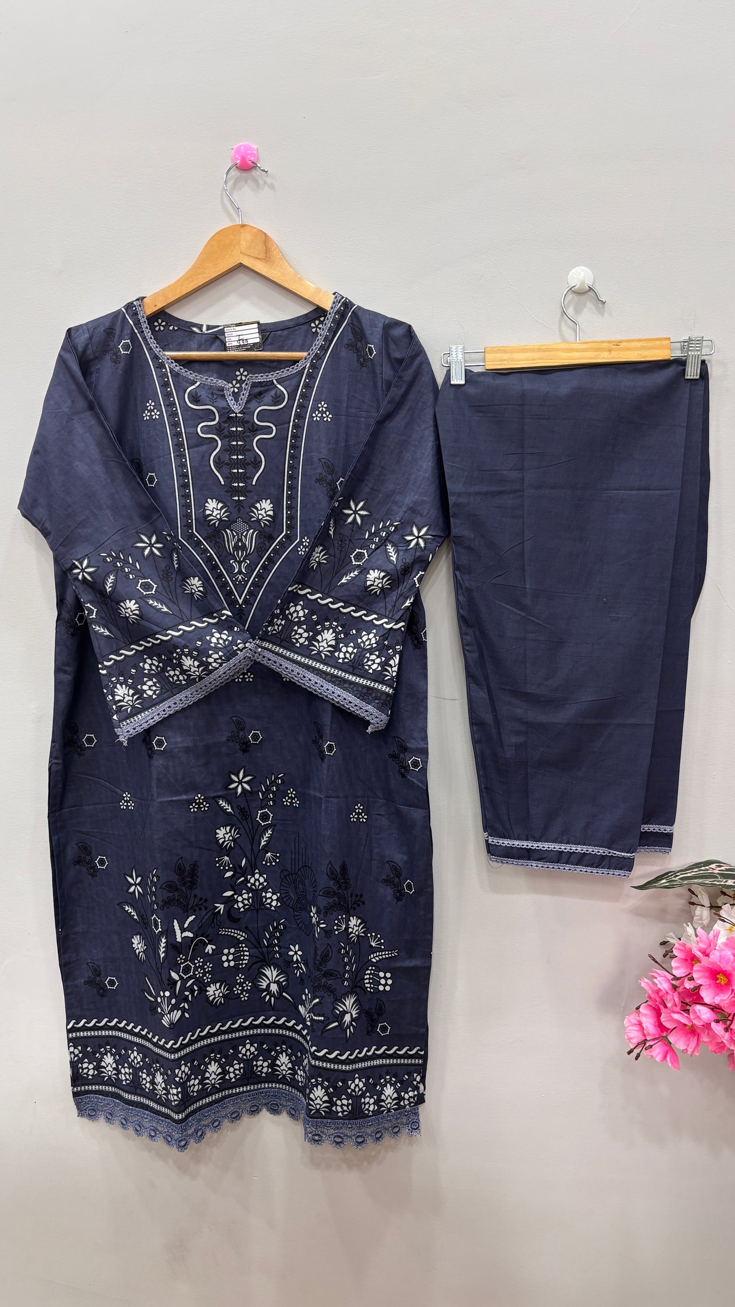 Blue-cotton lawn-kurta-set-dupatta