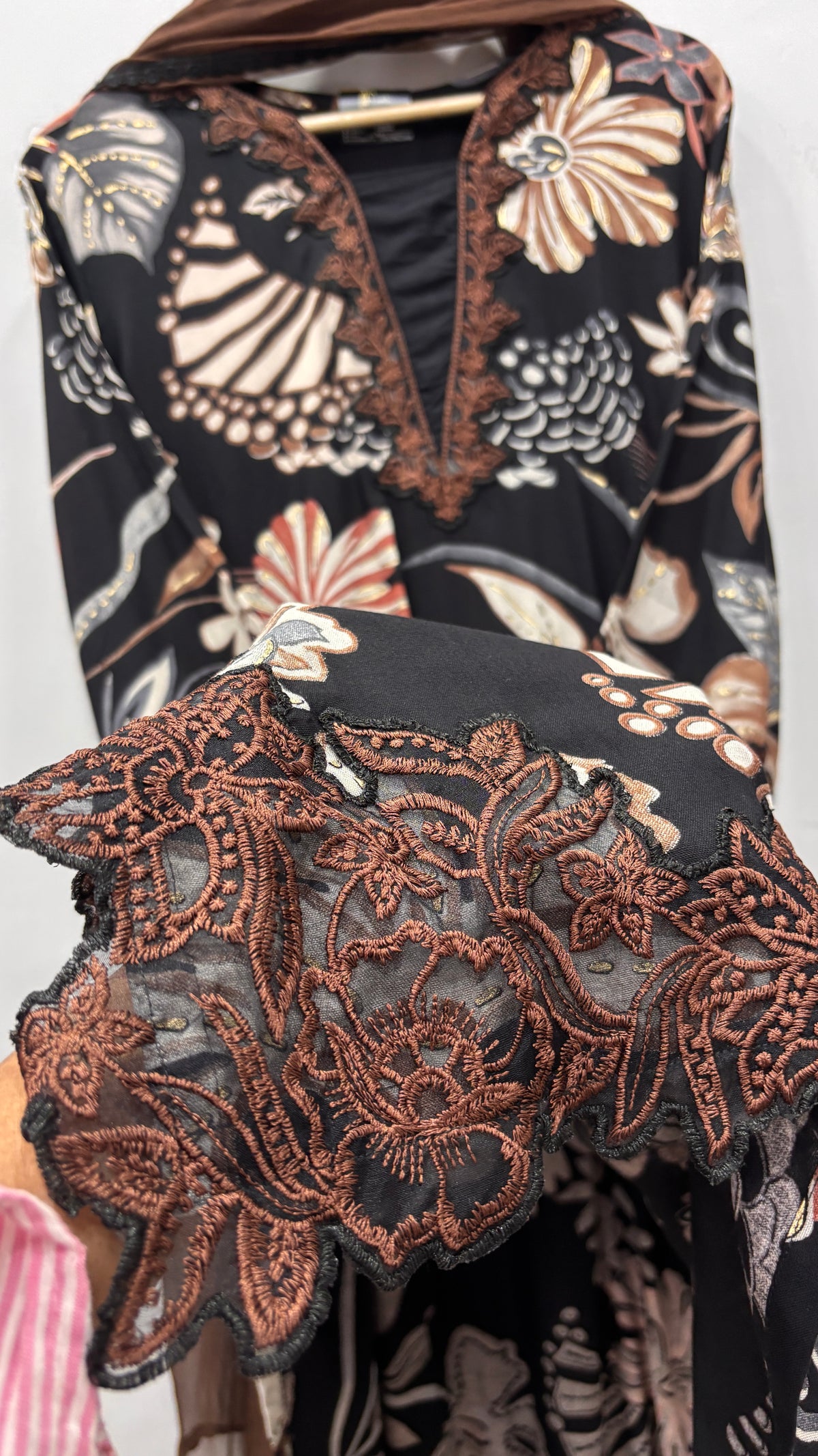 Pearl Black- Floral Cutwork Suit Set