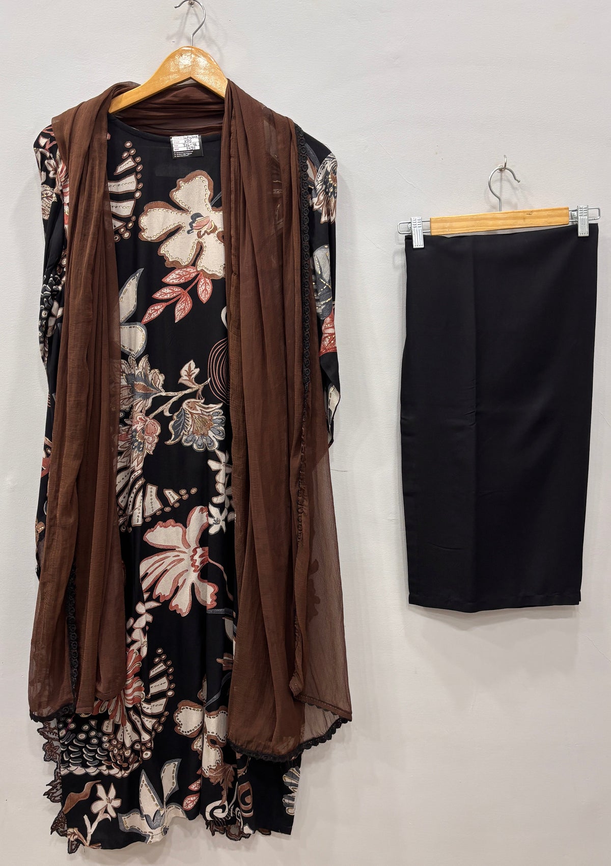 Pearl Black- Floral Cutwork Suit Set