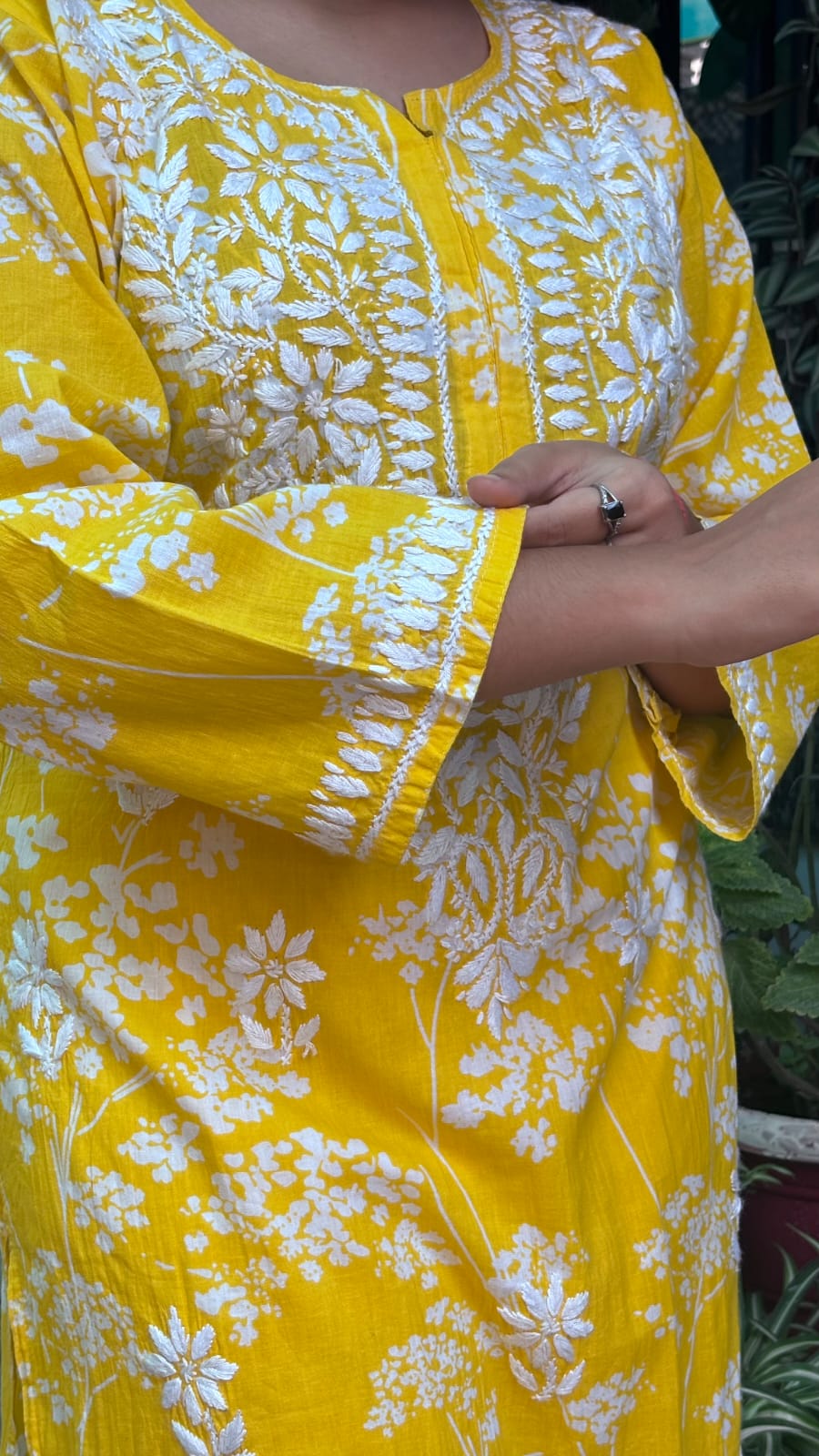 Mustard Yellow  Mal mal cotton kurti and pant set