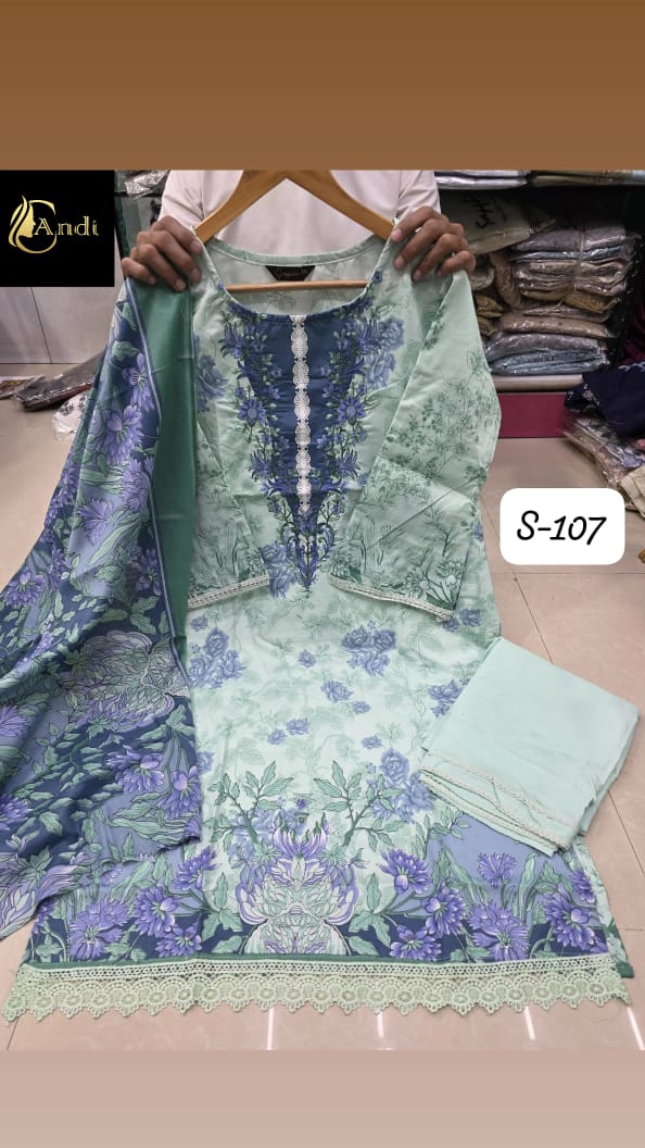 pista green  Pakistani embroidery cotton dupatta set