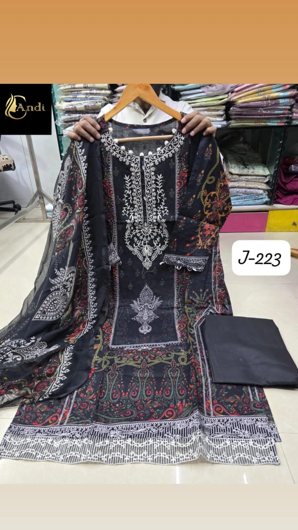 Black Embroidered Pakistani Lawn Suit