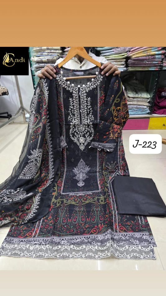 Black Embroidered Pakistani Lawn Suit