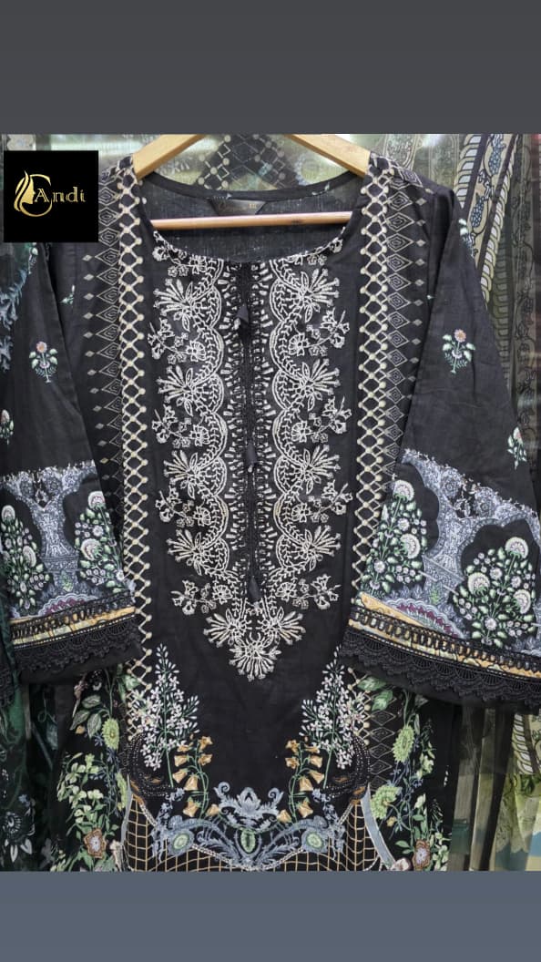 Black  Heavy Embroidered Suit Set