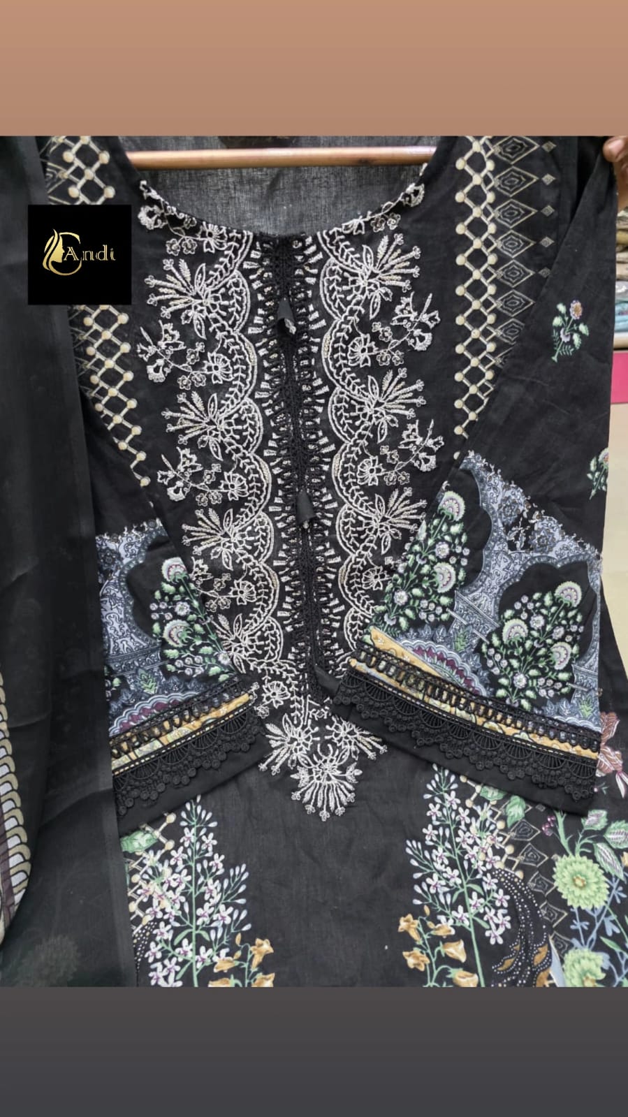 Black  Heavy Embroidered Suit Set