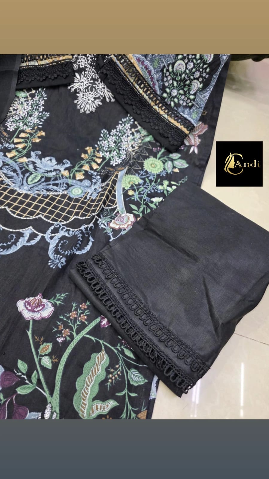 Black  Heavy Embroidered Suit Set