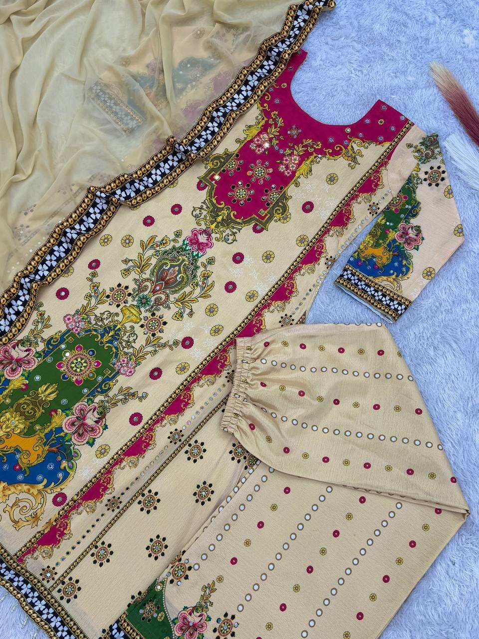 Multicolor Heavy Embroidered Kurti  Set