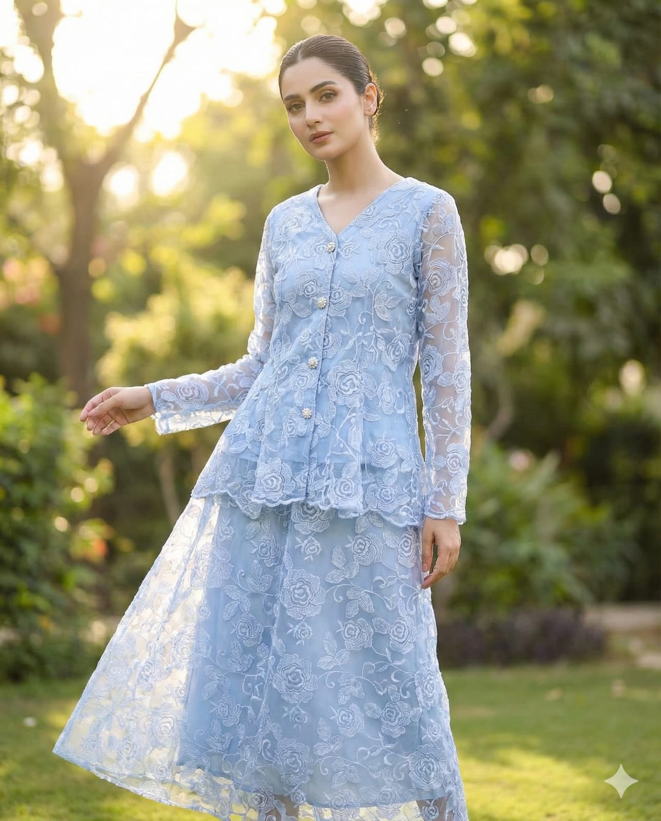 Rose Net Frock Skirt Set