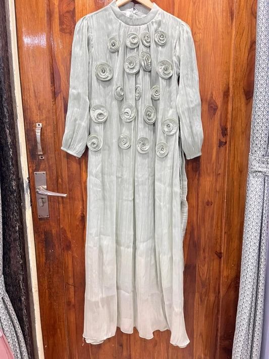 Sea Green Korean Aesthetic Long Gown