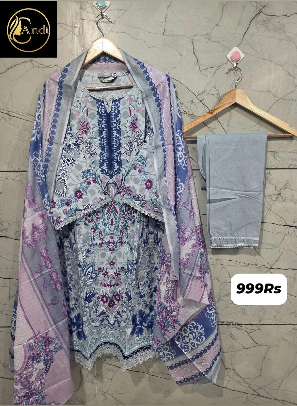 Lawn Suit Set – Frost Blue
