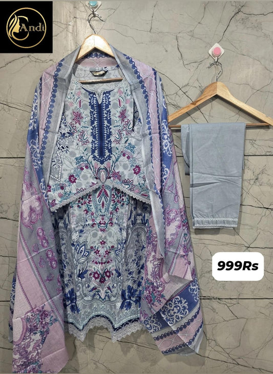 Lawn Suit Set – Frost Blue