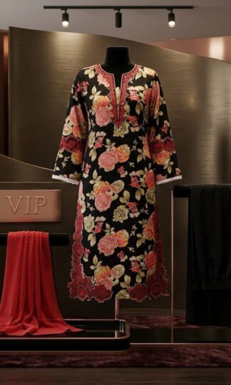 Black Rose- Floral Cutwork Suit Set
