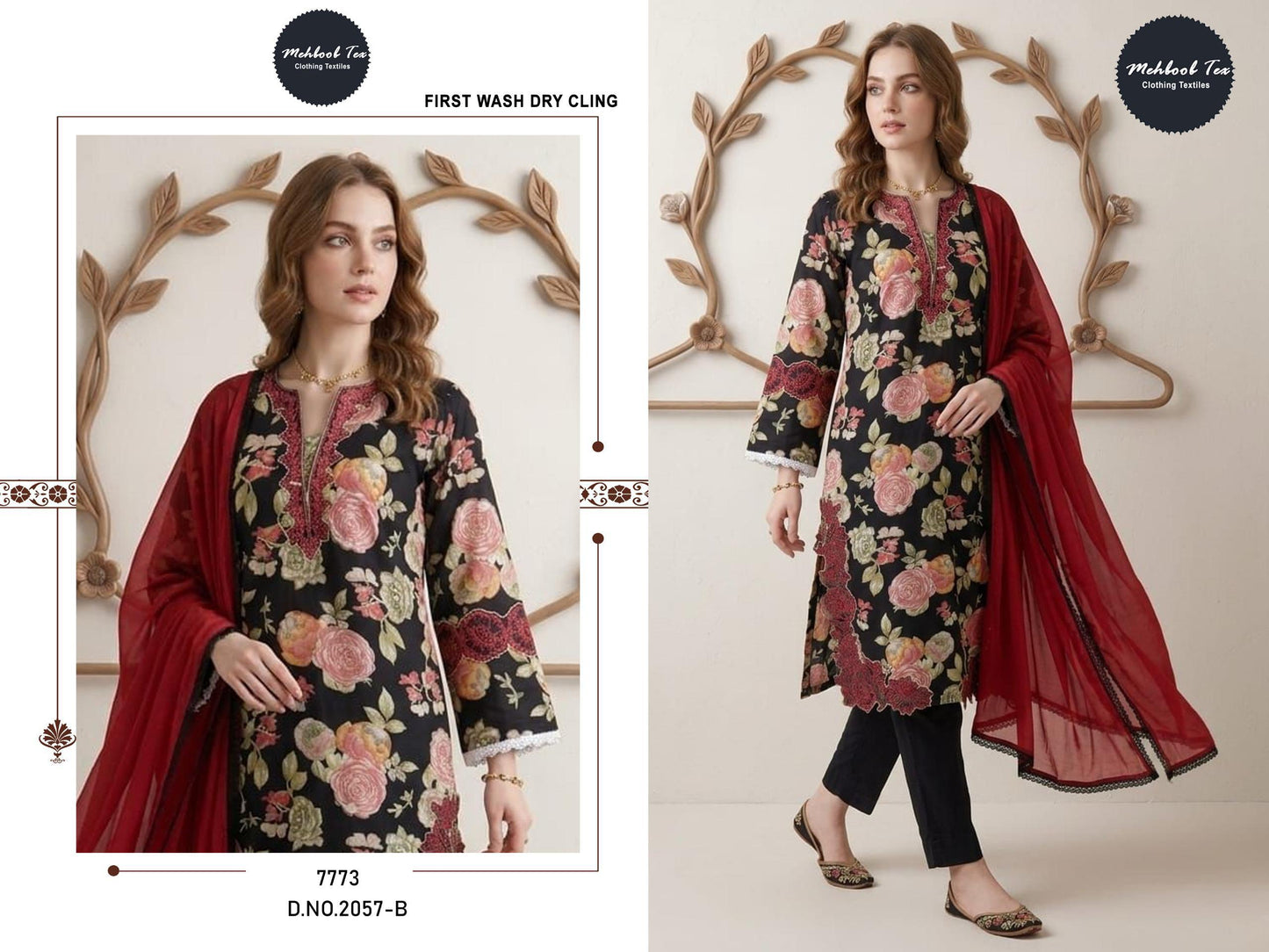 Black Rose- Floral Cutwork Suit Set