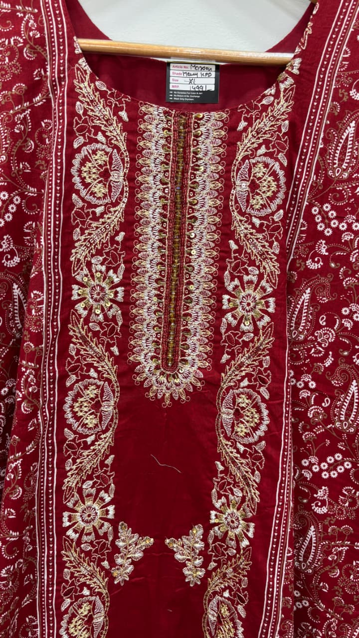 Royal Maroon Printed Suit Set
