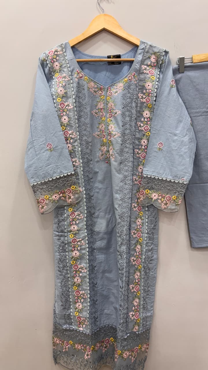 Noor Sky Embroidered Kurta Set