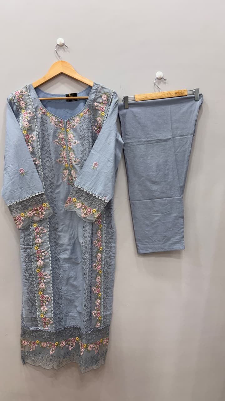 Noor Sky Embroidered Kurta Set