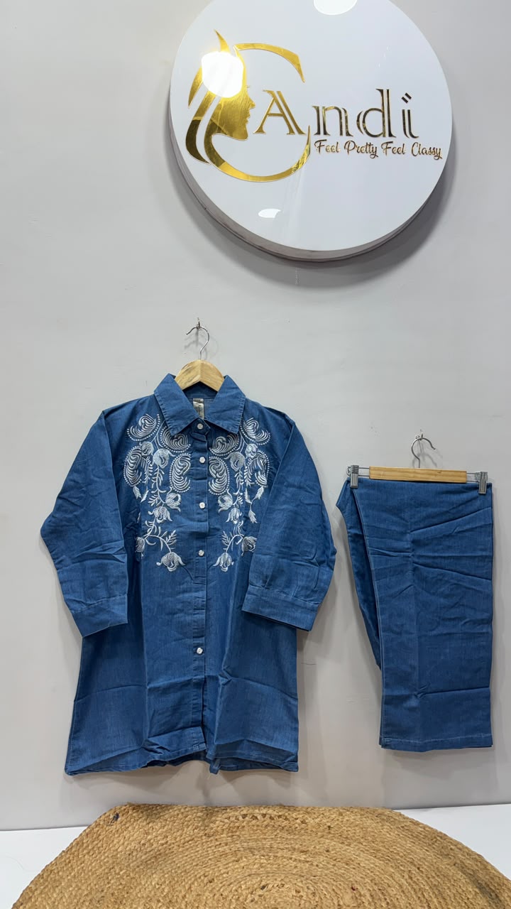 DENIM KURTI PANT CORD SET
