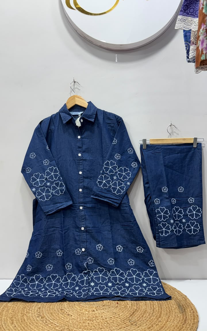 DENIM KURTI PANT CORD SET