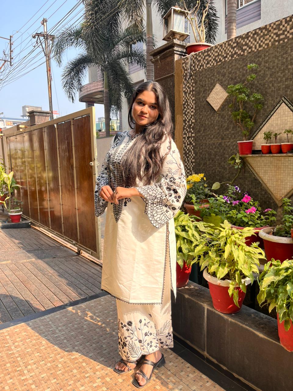 White  Heavy Embroidered Cotton pakistani suit