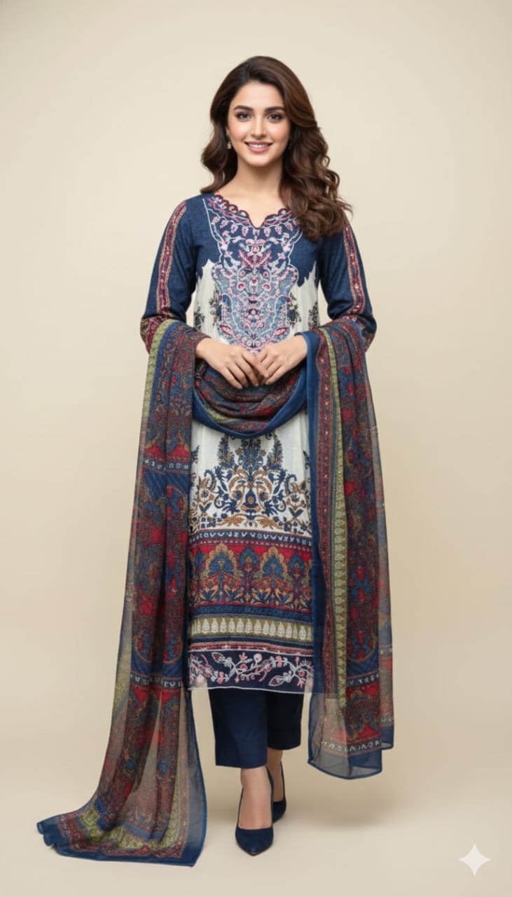 JAZMIN Heavy Patch Work Suit –dananeer  Design