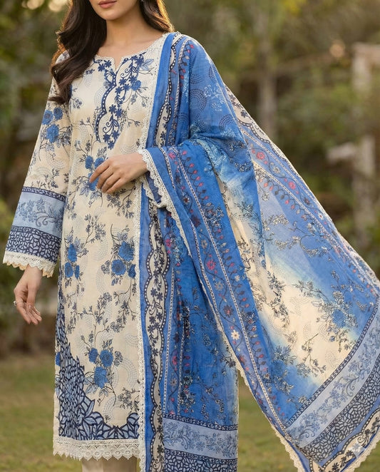 Blue Bloom Cotton Printed Suit Set