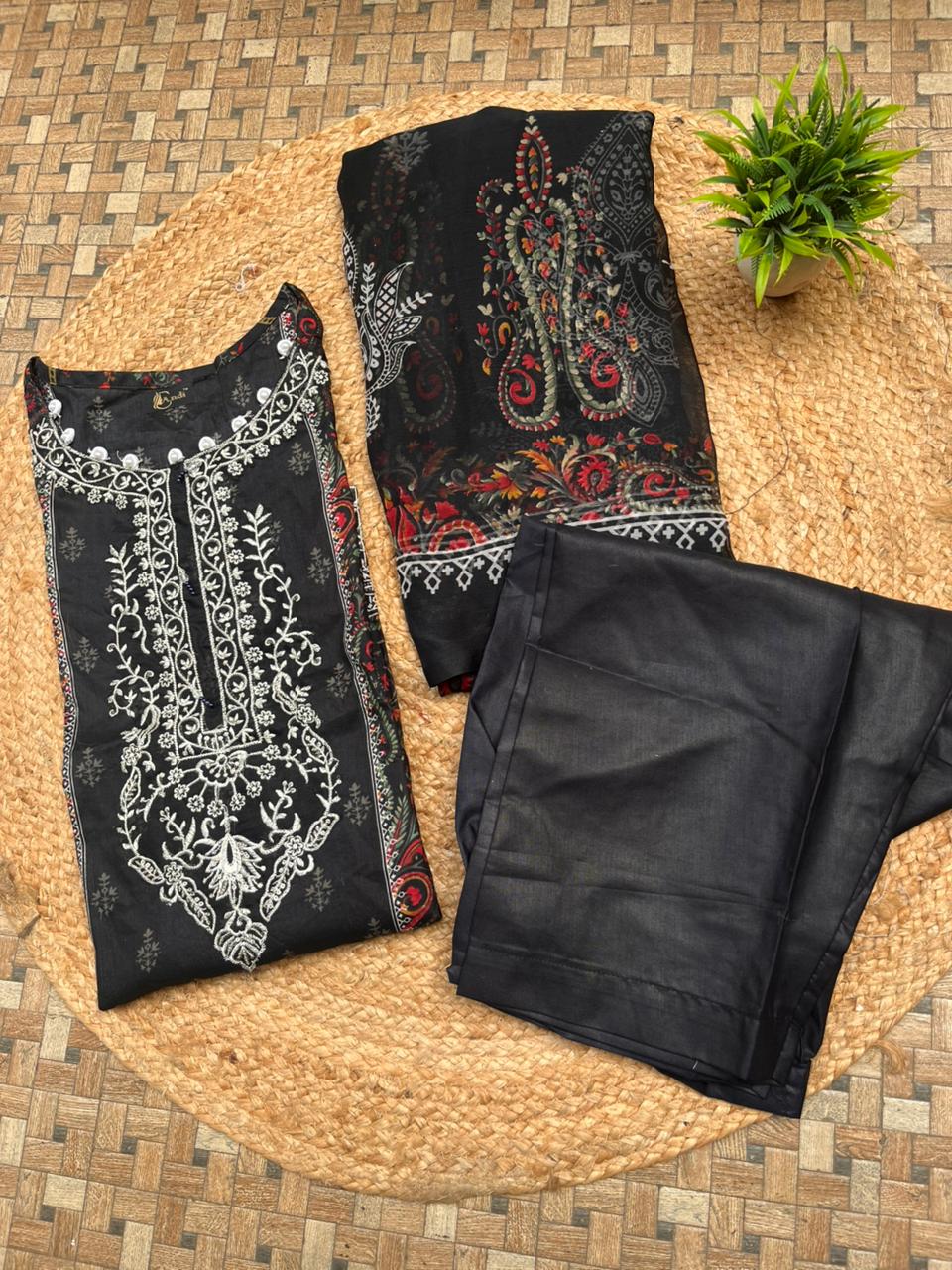 Black Embroidered Pakistani Lawn Suit