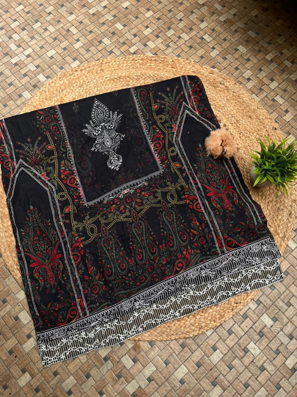 Black Embroidered Pakistani Lawn Suit