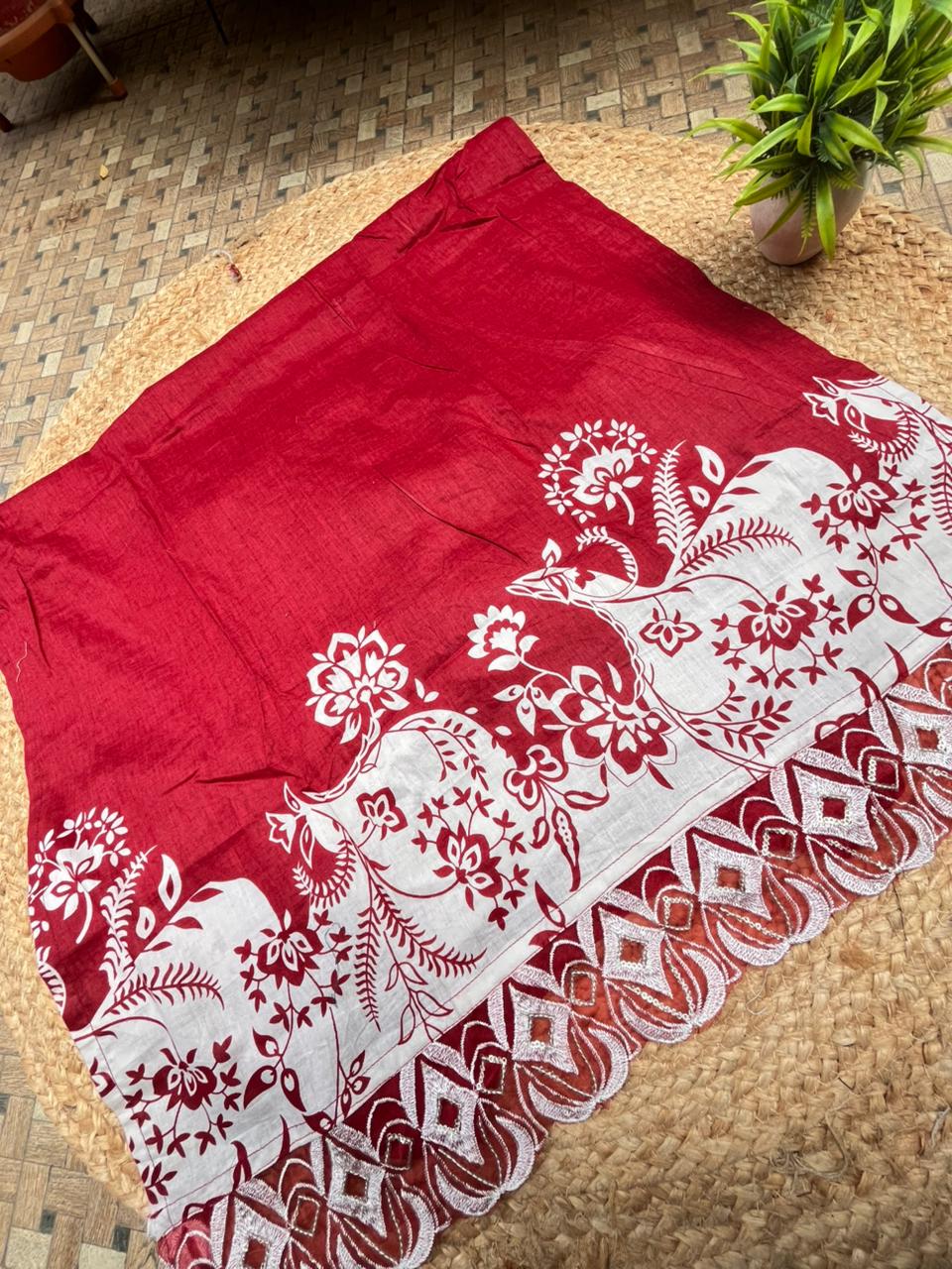 Red Embroidered Pakistani Lawn Suit
