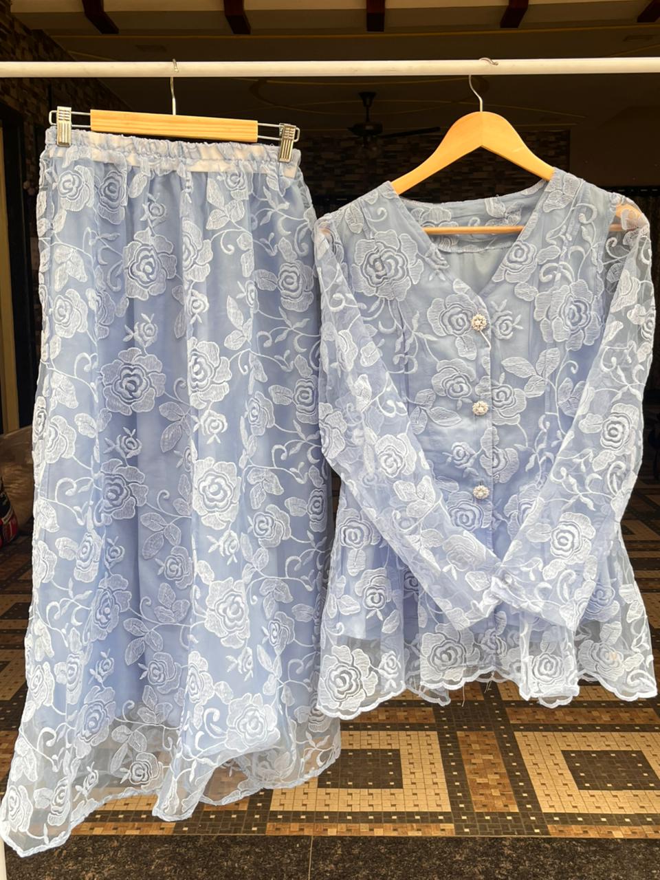 Rose Net Frock Skirt Set