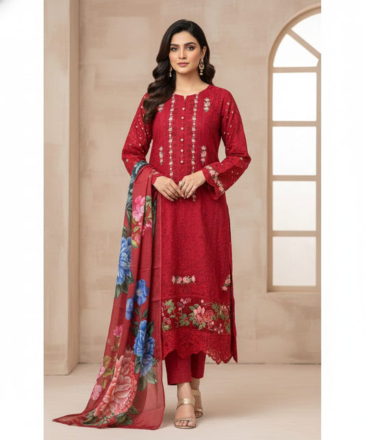 Unstitched Suit Set Red