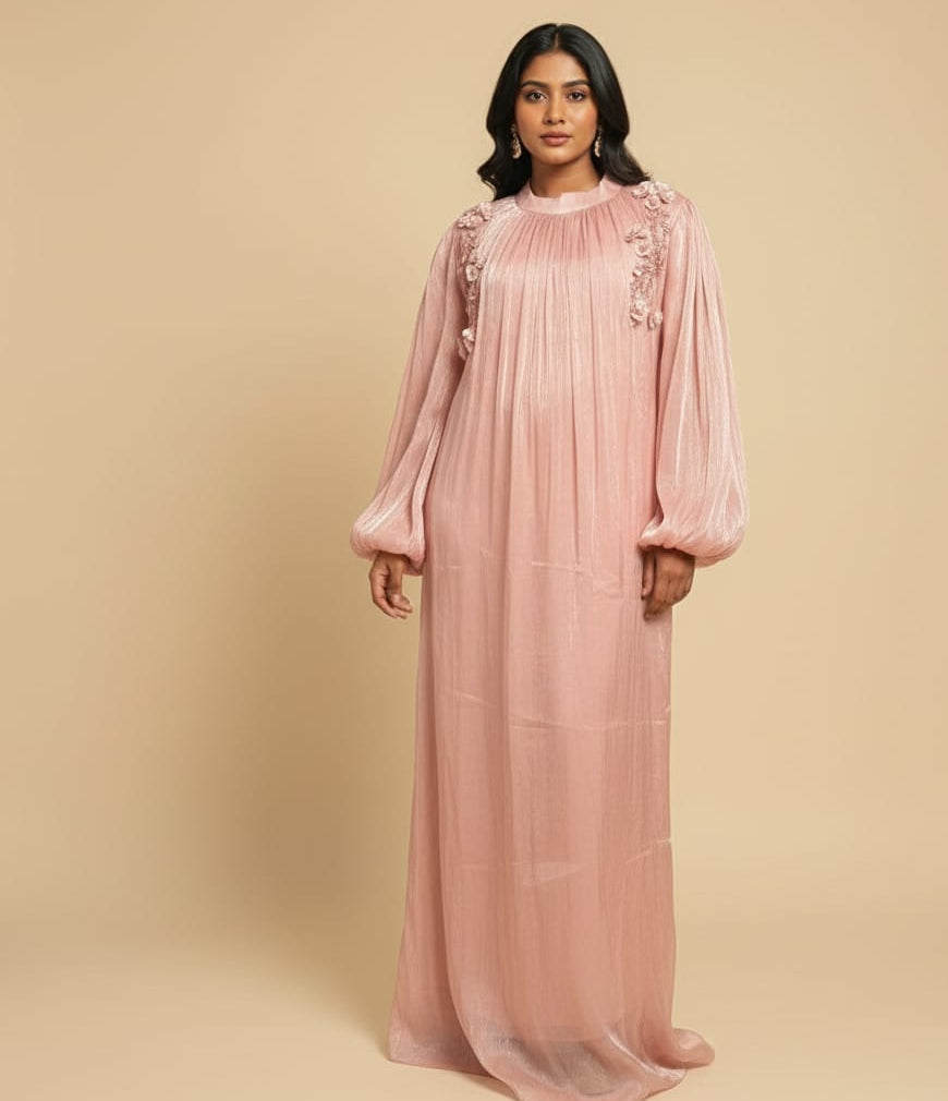Blush Pink Korean Aesthetic Long Gown