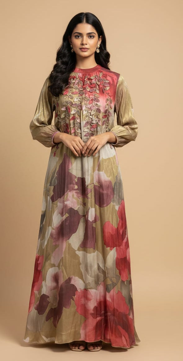 Koren One Piece Long Gown- Olive Green