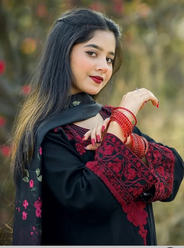 Black Red Embroidered Farshi Kurta Set with Floral Dupatta